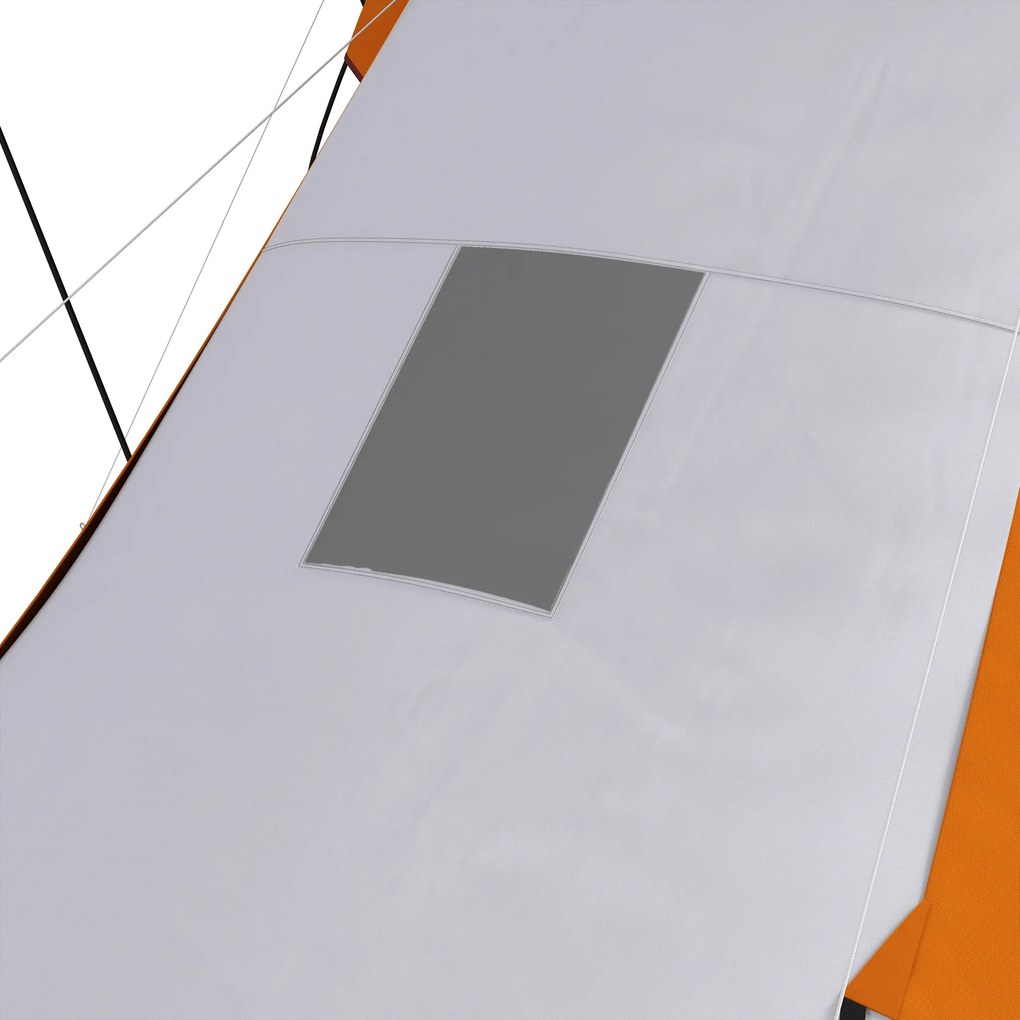 Outsunny Namiot tunelowy, wodoodporny 2000mm, namiot kempingowy dla 4-6 osób, z 2 sypialniami i przestrzenią mieszkalną, torba transportowa, szary+pomarańczowy | Aosom PL