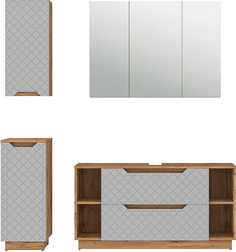 Zestaw mebli łazienkowych dąb/szary ze strukturą płytek 119.2x35x62.5 lotta
