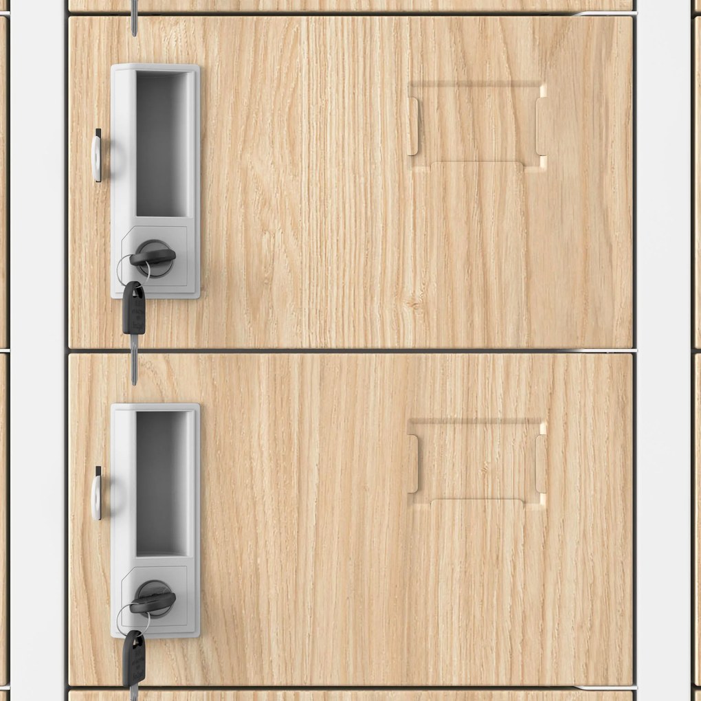 Szafka skrytkowa depozytowa 33-skrytkowa biała/dąb sonoma, 900x1850x450 mm: OLIVER Eco Design