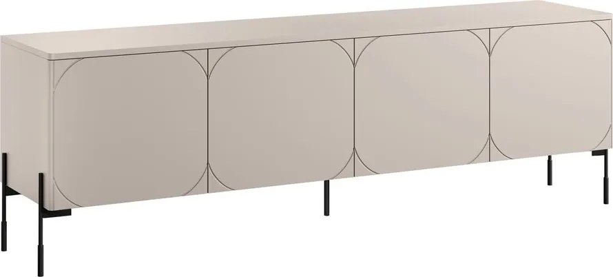 Szafka RTV Sonatia 200 cm czterodrzwiowa na metalowych nogach - kaszmir