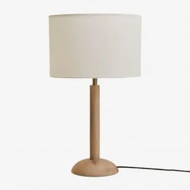 Lampa Stołowa Harry Z Drewna Mango Drewno Mango & Biały Ø30 Cm - ↑25 Cm Arlina - Sklum