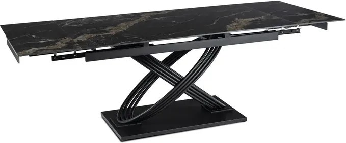 Stół Rozkładany Prostokątny IBIZA 160-240 cm Ceramiczny Czarny Marmur do Jadalni Nowoczesny