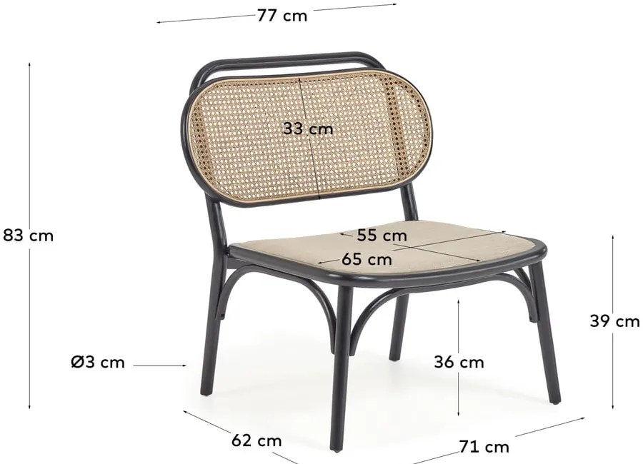 Czarny fotel Kave Home Doriane