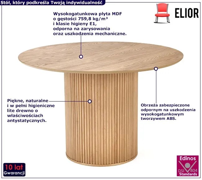 Okrągły skandynawski stół lamelowy E1-D91