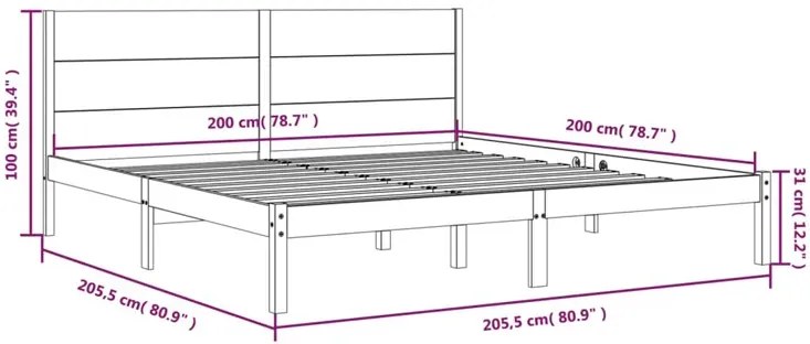 Małżeńskie łóżko z naturalnej litej sosny 200x200 Trofo