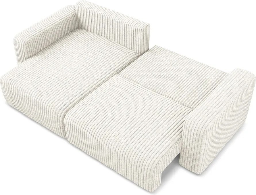 Kremowy sztruksowy rozkładany narożnik ze schowkiem (lewostronny/z szezlongiem) Kona – Makamii