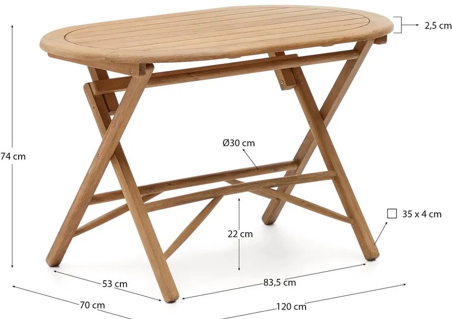 Stół ogrodowy z litego drewna akacjowego 70x120 cm Dandara – Kave Home