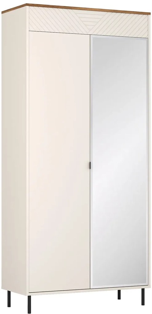 Szafa dwudrzwiowa z lustrem kaszmir + dąb castello C2-H14