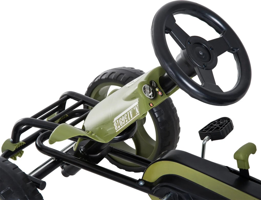 HOMCOM Gokart na pedały dla dzieci z hamulcem ręcznym zielony idealny do zabawy na podwórku | Aosom PL