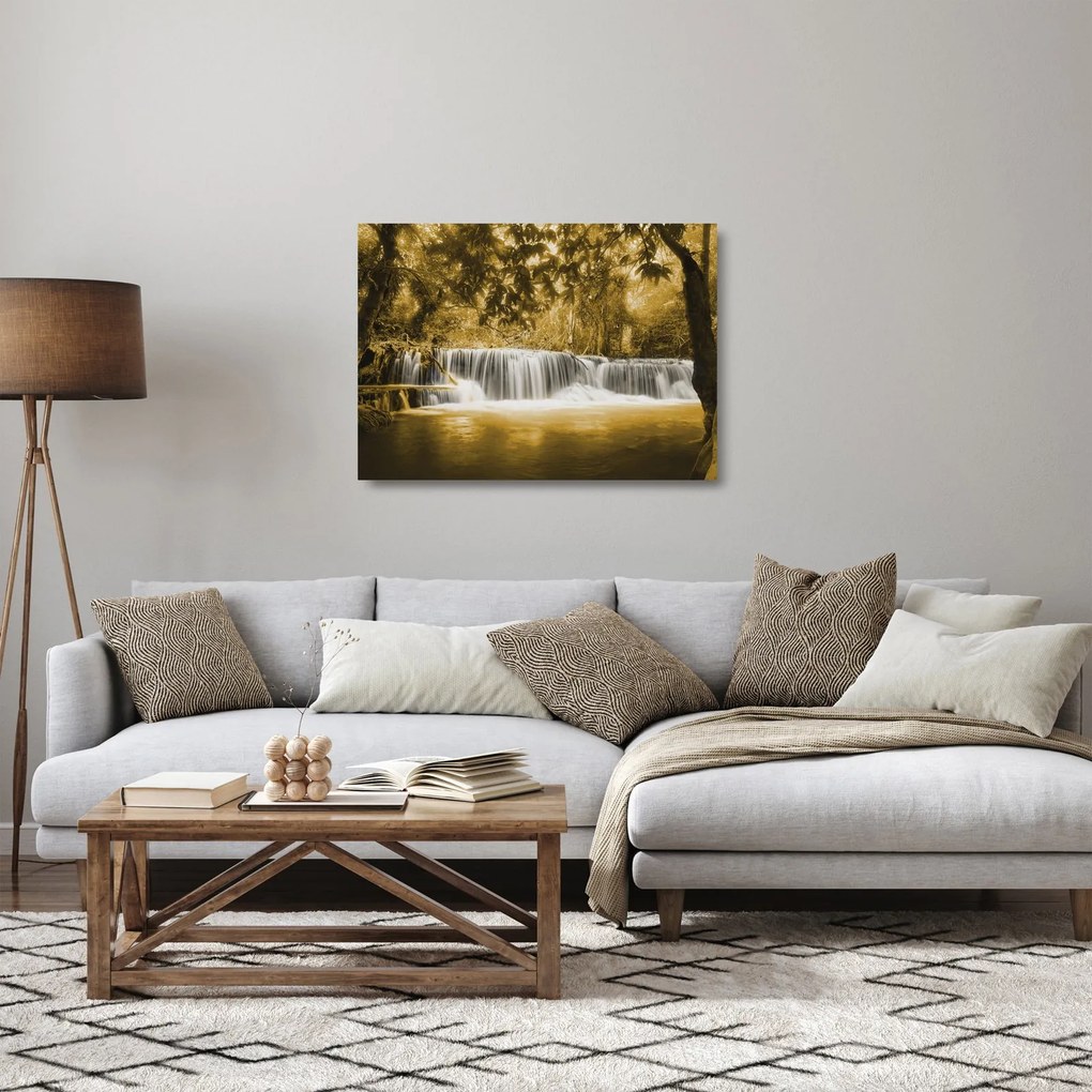 Obraz na szkle - Wodospad, vintage (70x50 cm)