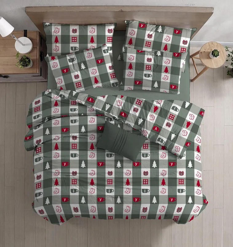 PrzytulneMieszkanie.pl PrzytulneMieszkanie.pl Pościel bawełniana CHRISTMAS SOCKS zielone Rozmiar pościeli: 70 x 90 cm | 140 x 220 cm