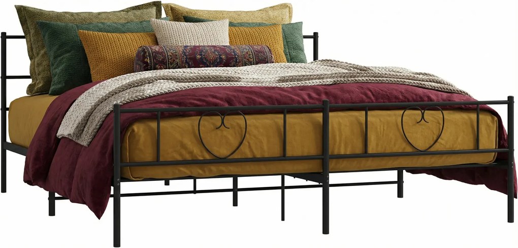 Czarne rustykalne łóżko małżeńskie 180x200cm A9-E17