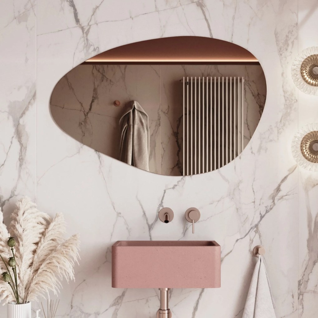 Lustro o nieregularnym kształcie oszlifowane bez podświetlenia MISTRAL | Różne rozmiary | Różne kolory szkła : Kolor tafli szkła - Brąz, Rozmiar - 120 x 60 cm