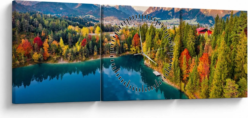 Obraz - Jezioro Urisee, Austria (z zegarem) (90x30 cm)