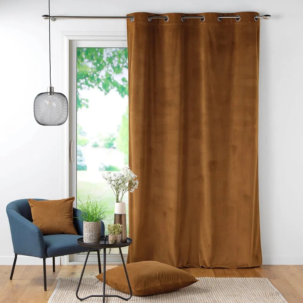 Brązowa sztruksowa zasłona 140x260 cm Casual – douceur d'intérieur