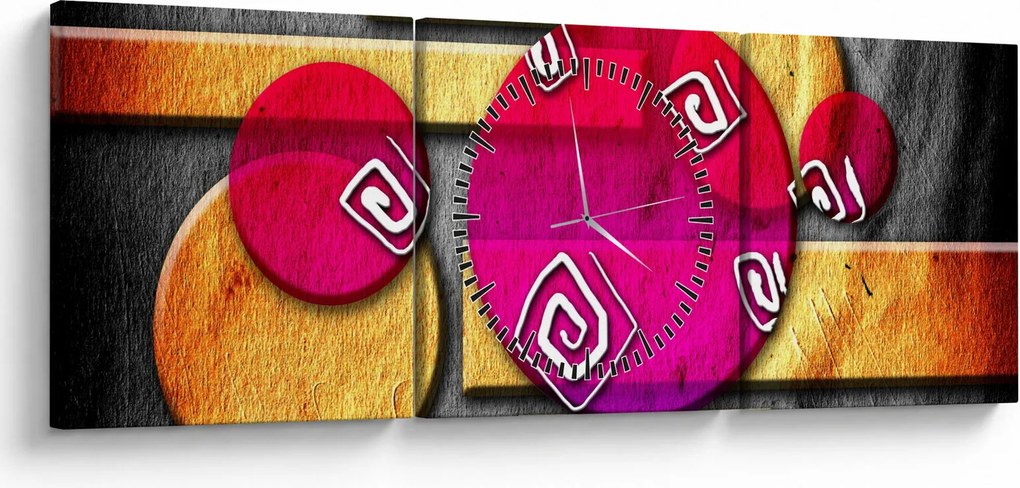 Abstrakcyjny obraz z historycznymi symbolami (z zegarem) (90x30 cm)