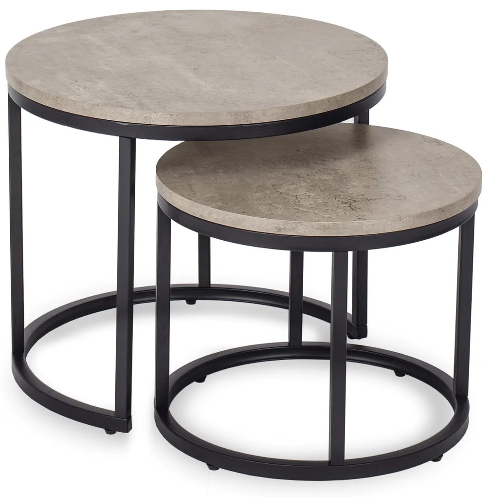 Zestaw Stolików Kawowych ROCKY 43 cm/53 cm Szary Beton Nowoczesny Loft