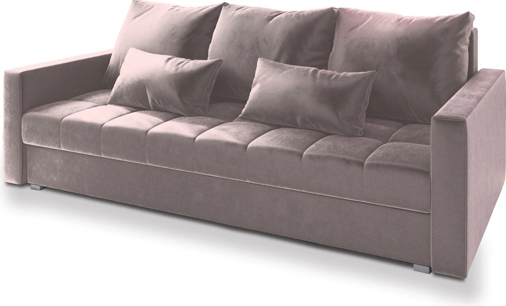Masseno Sofa SIRO z funkcją spania i pojemnikiem na pościel, Rozkładana sofa - Pudrowy róż, KRONOS 27