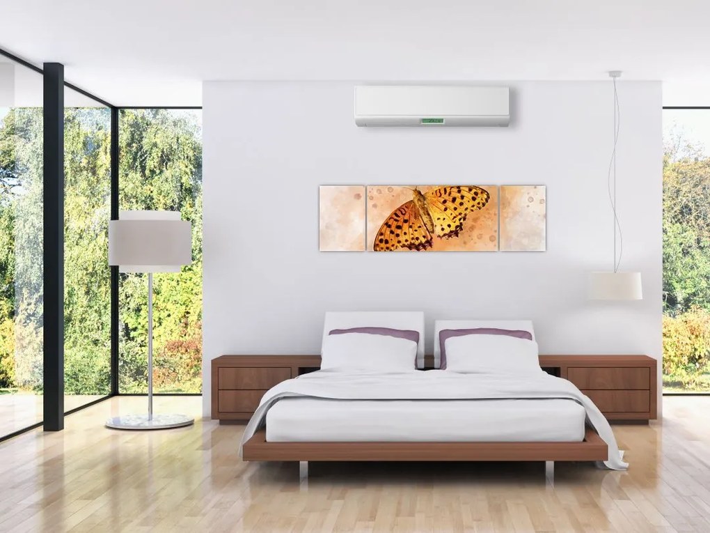 Obraz - Pomarańczowy motyl, akwarela (170x50 cm)