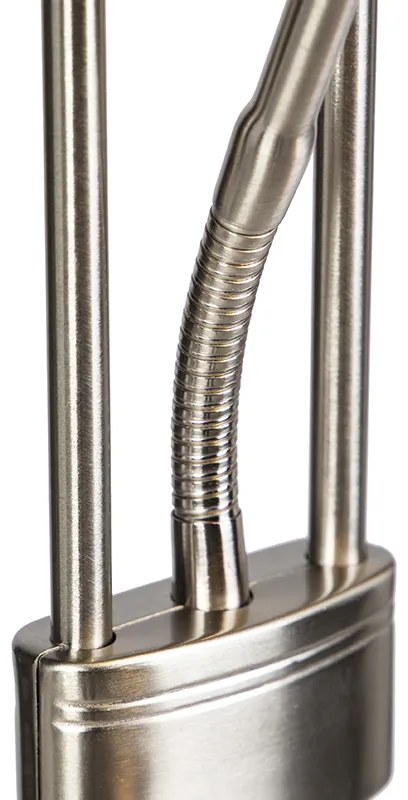 Stalowa lampa podłogowa z lampką do czytania, w tym LED i ściemniacz - Diva 2