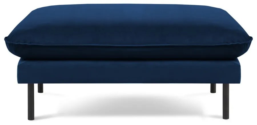 Niebieski aksamitny podnóżek Vienna – Cosmopolitan Design