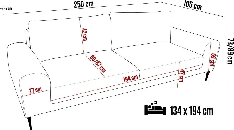 Sofa Kanapa CAPITOL 4 osobowa z funkcją spania i pojemnikiem WERSAL