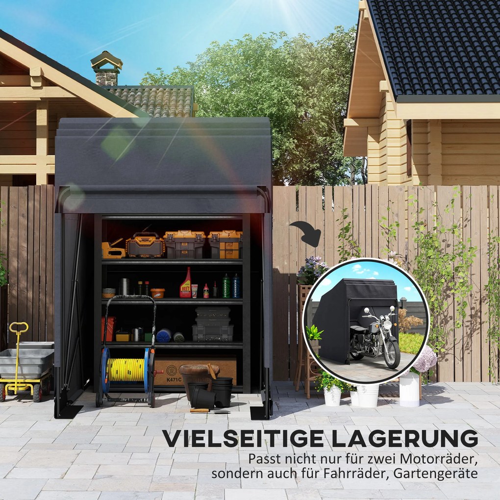 Składany zewnętrzny pokrowiec motocyklowy Outsunny Wodoodporny Ochronny Zimowy XXL 345cmx135cmx191cm Czarny