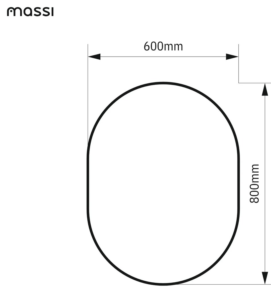 Lustro owalne podświetlane symetryczne bezramowe PLATAN LED | Różne rozmiary | Różne kolory szkła : Kolor tafli szkła - Srebrny, Rozmiar - 60 x 80 cm