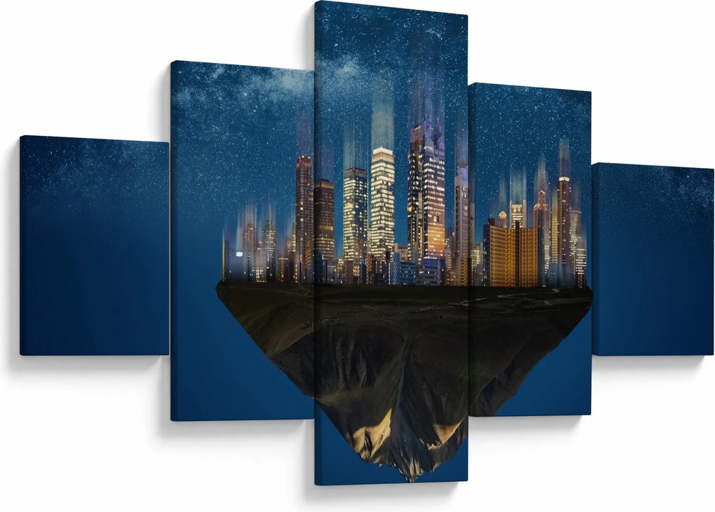 Obraz - Wielkie miasto unoszące się w kosmosie (125x70 cm)