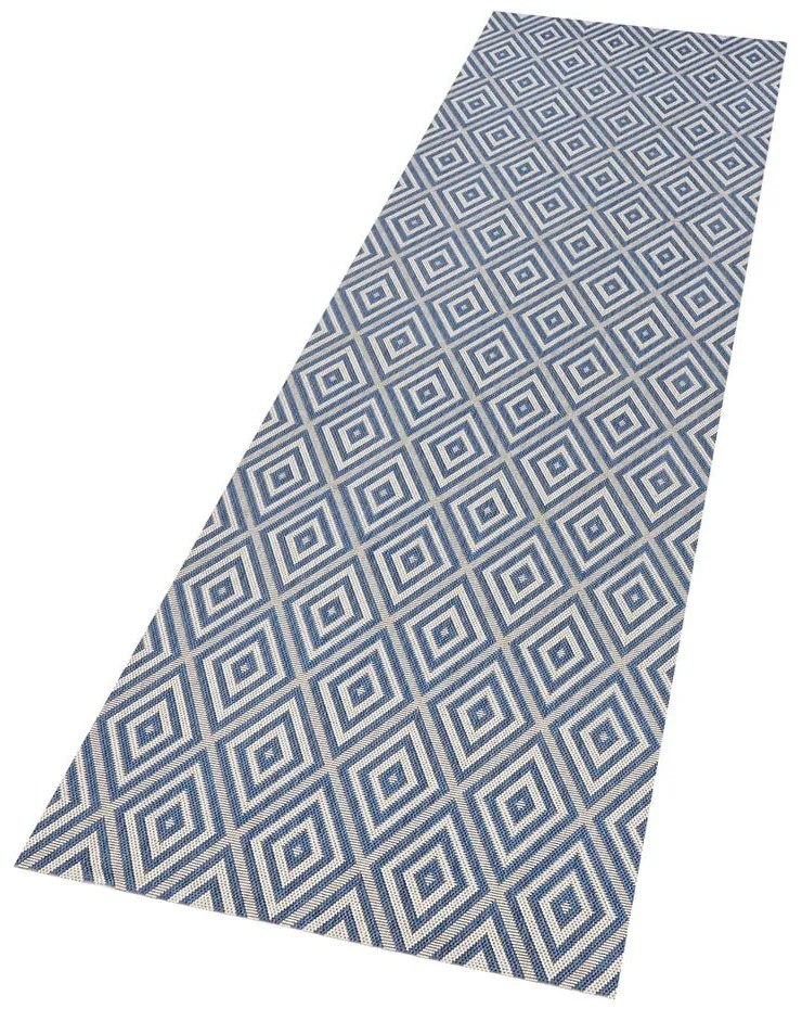 Niebieski chodnik odpowiedni na zewnątrz NORTHRUGS Karo, 80x200 cm