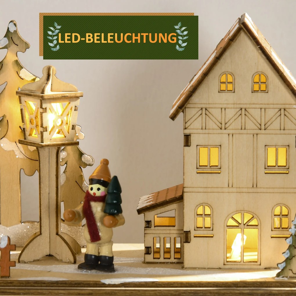HOMCOM Kalendarz świąteczny do napełnienia, 24 szufladki z diodami LED, drewno naturalne, 36 x 9 x 52 cm | Aosom PL