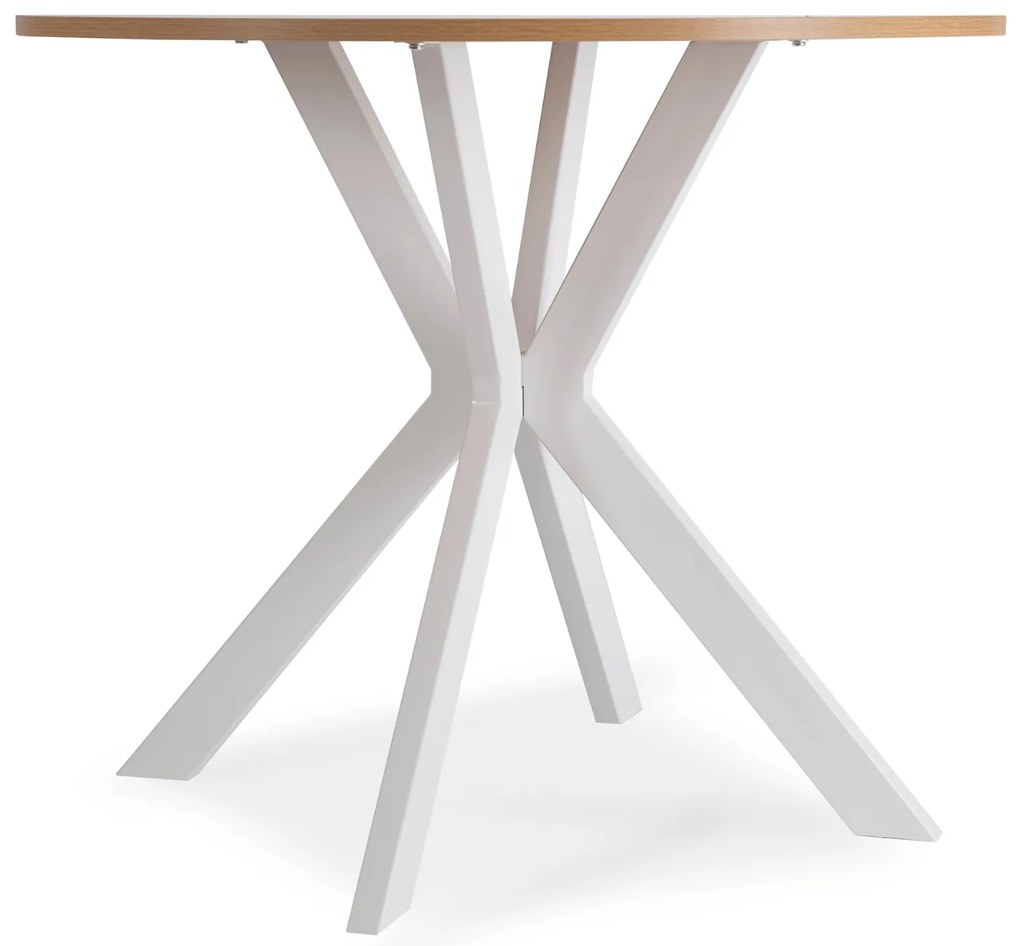 Stół Okrągły LAUREN 90 cm Dąb/Biały Skandynawski