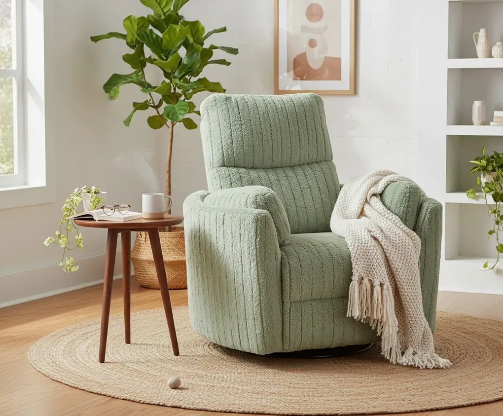 Miętowy rozkładany fotel T7-G55