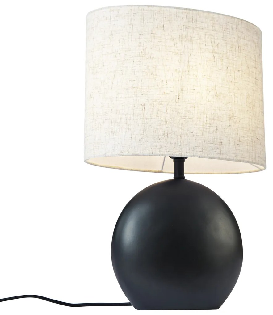 Lampa stołowa Japandi czarna z lnianym abażurem - TimoJapandi Oswietlenie wewnetrzne
