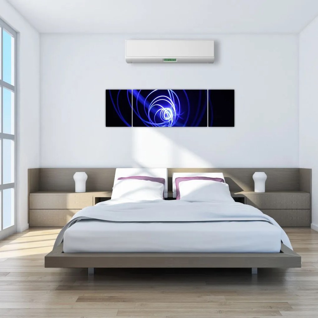Obraz niebieskich spiral (170x50 cm)