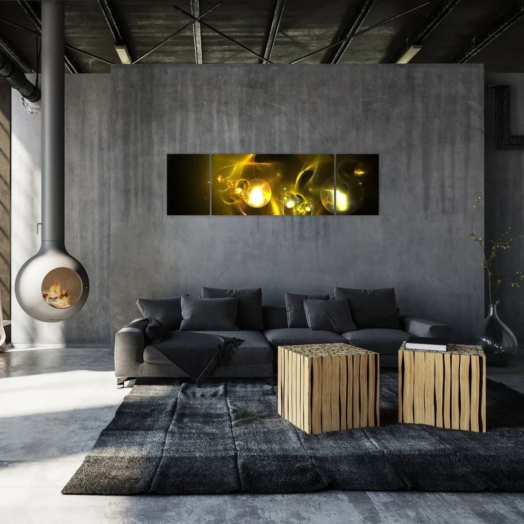 Abstrakcyjny obraz żółtych kul (170x50 cm)