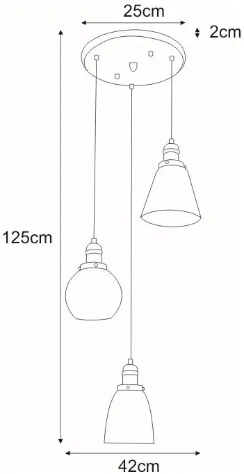 Nowoczesna lampa wisząca z 3 zwisami - 3X S610 B5-W37