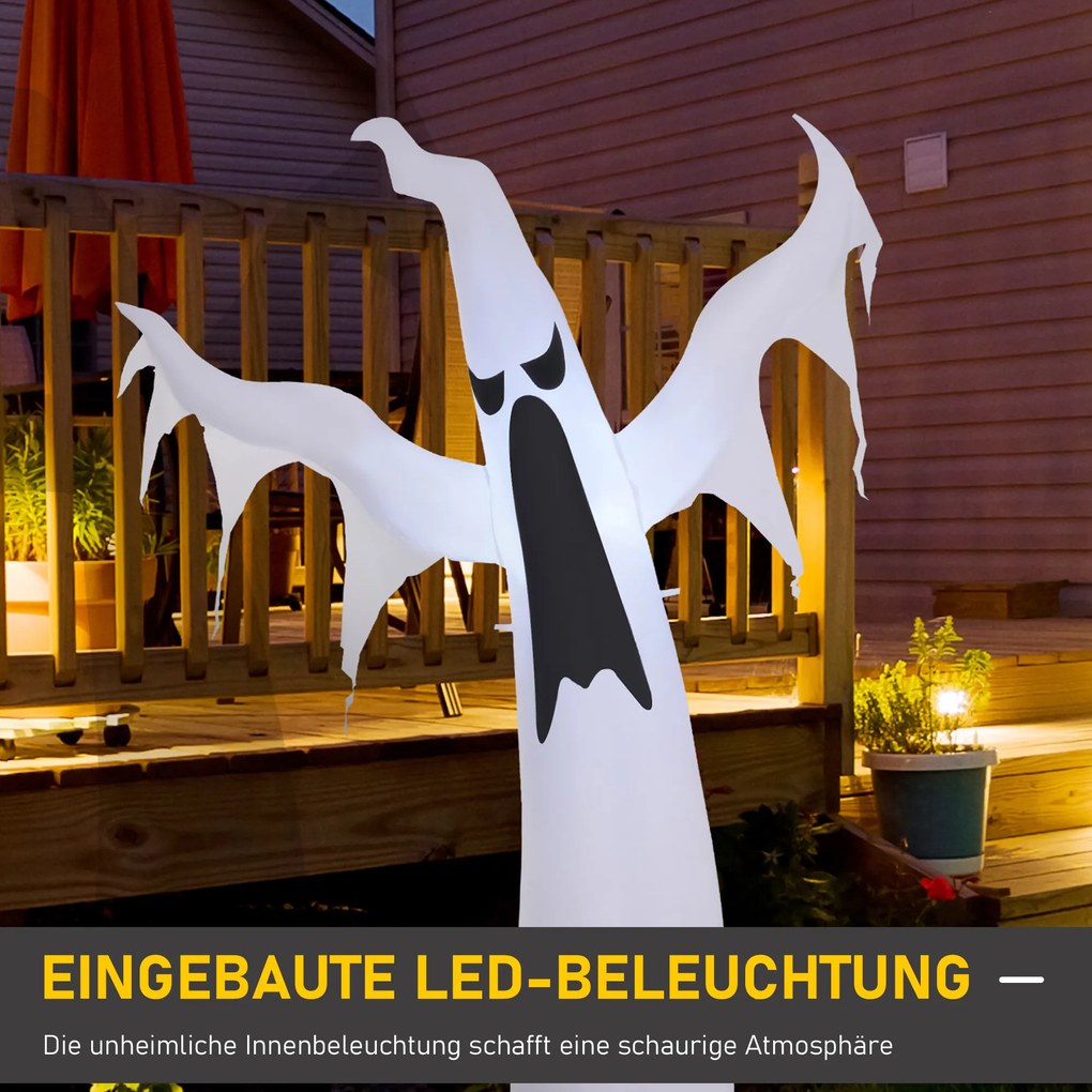 Homcom® Dekoracja Na Halloween Dmuchany Duch Led Białe Światło