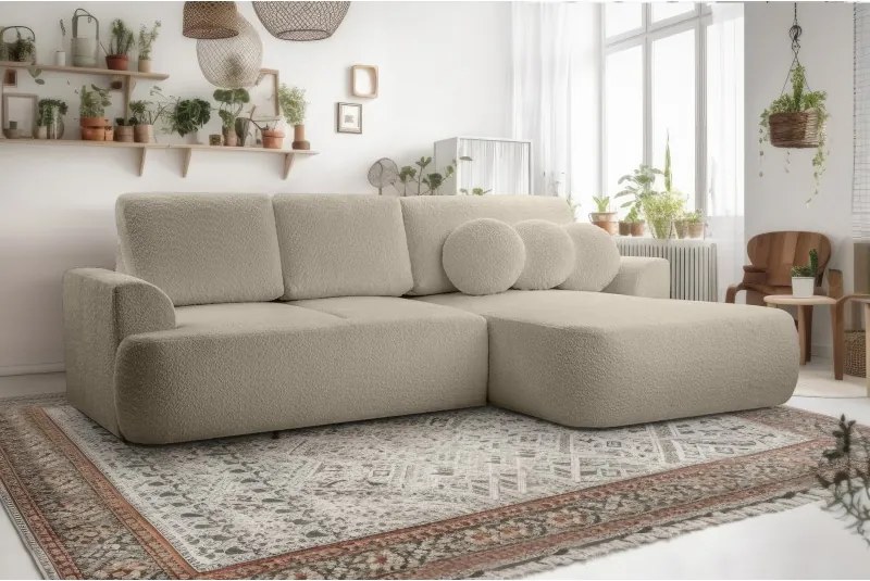 Narożnik VELO wolnostojący układ L strona Prawa z funkcją spania w tkaninie Coral 50