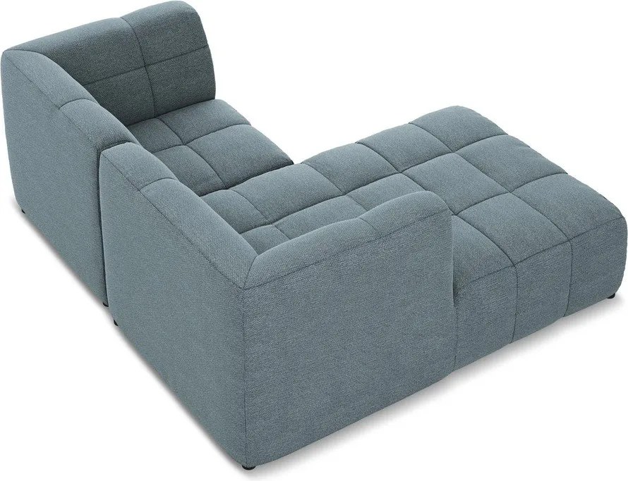 Niebieski narożnik z materiału bouclé (lewostronny/z szezlongiem) Aloha – Makamii