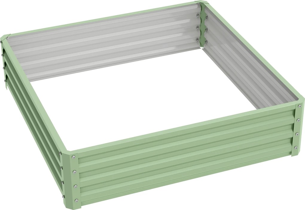 Outsunny Ogródek, Skrzyniogrono ze stalową obudową, Zielony, 120 x 120 x 30 cm