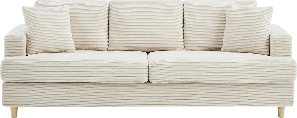 Kanapa 3-osobowa z beżowego weluru sztruksowego YOCABA