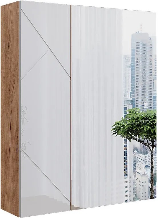 Szafka łazienkowa z lustrem biały/dąb 60x17.2x75 irma