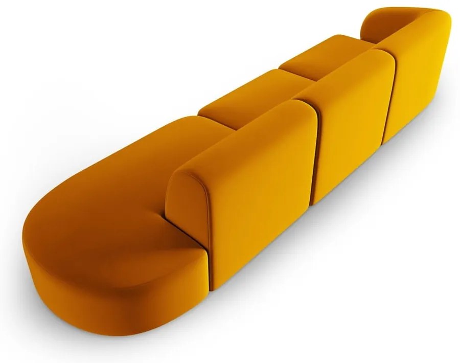 Musztardowa aksamitna sofa lewostronna 311 cm Paolo – Milo Casa