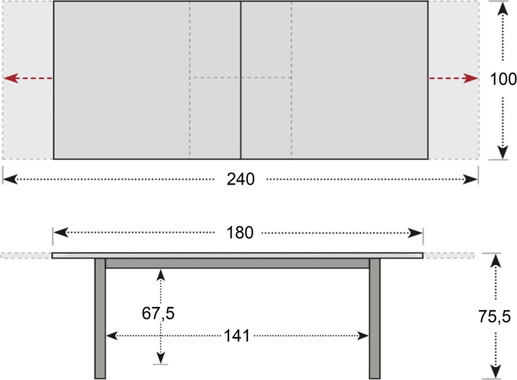 Doppler LIVORNO - ogrodowy stół rozkładany 180/240 x 100 x 75,5 cm - Towar z drobną wadą (N595)