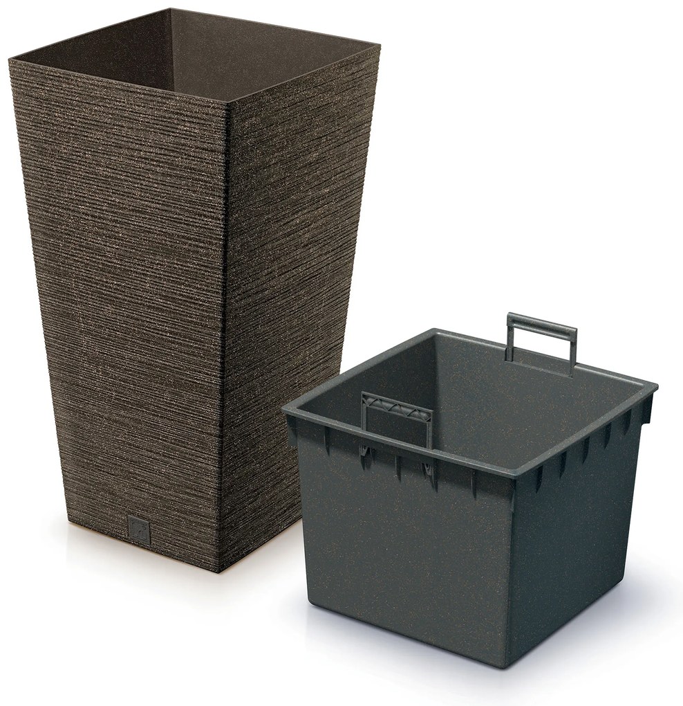 Donica ogrodowa kwadratowa Furu Square Eco Wood 45 cm kawa PROSPERPLAST