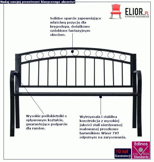 Ławka ogrodowa z okuciem w koła D5-S71