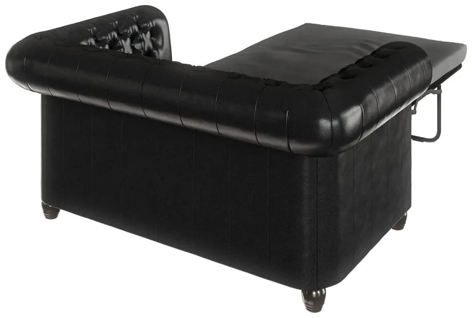 Czarna rozkładana sofa z imitacji skóry 148 cm York – Ropez