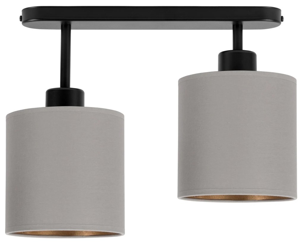 Lampa sufitowa czarna dwupunktowy spot z szarymi abażurami C-3306SC-GR