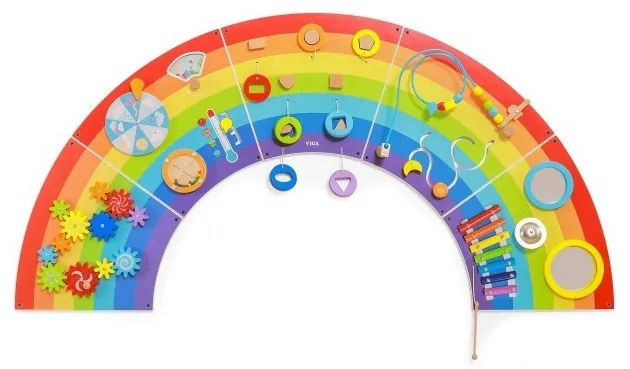 Viga drewniana tablica sensoryczno-manipulacyjna edu tęcza certyfikat fsc